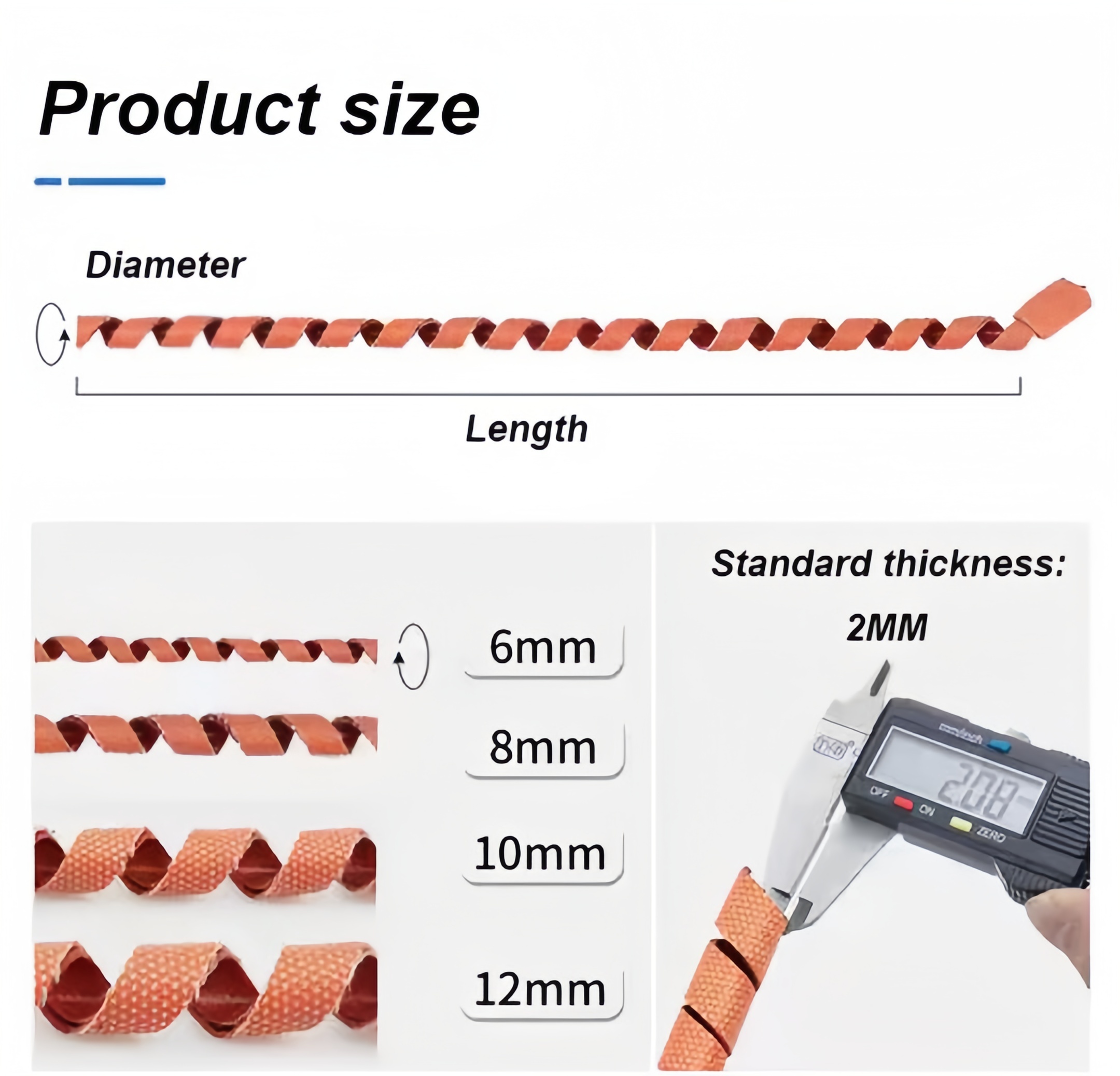 Spiral Silicone Rubber Heating Tape Electrical Twisted Flexible Heater for Pipe - Image 5