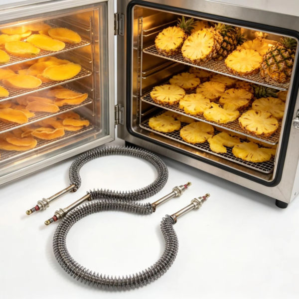 Stainless Steel Circular Coil Finned Heating Tube 120V 230V 700W, Electric Heating Element for Food Dehydrator/Fruit Drying Oven
