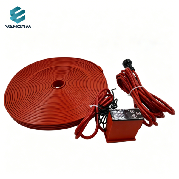 Industrial Flexible Silicone Rubber Heating Belt with Digital Thermostat Custom Size Silicone Heating Tape with Plug