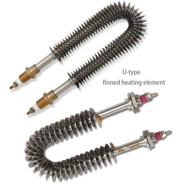 ODM/OEM Stainless Steel U Shape Finned Heater Element Spiral Fin Air Heating Element Dry Burn Fin Heater with Screw Terminal