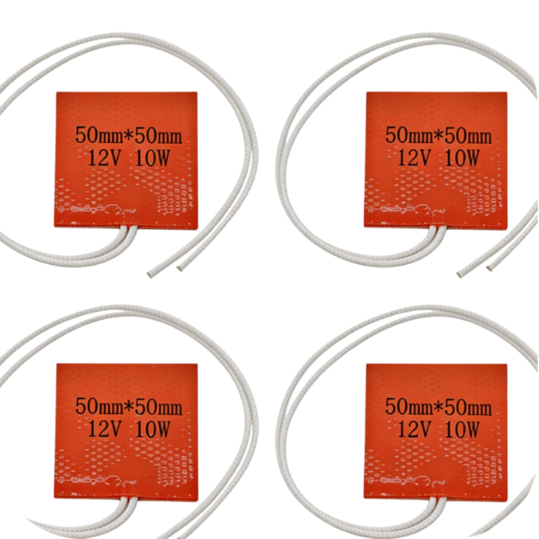 50x50mm 12v 10w Custom Self-Adhesive Silicone Rubber Flexible Heater Heating Pad Heating Element for Engine Heating 4PCS