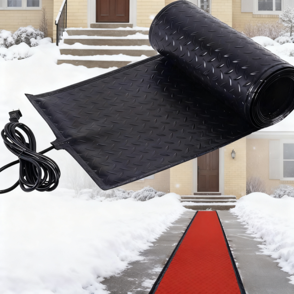 Snow Melting Mats for Roof Valley Walkways 120V Outdoor Electric Heated Melting Snow Ice Removal Staircase Deicing System Black