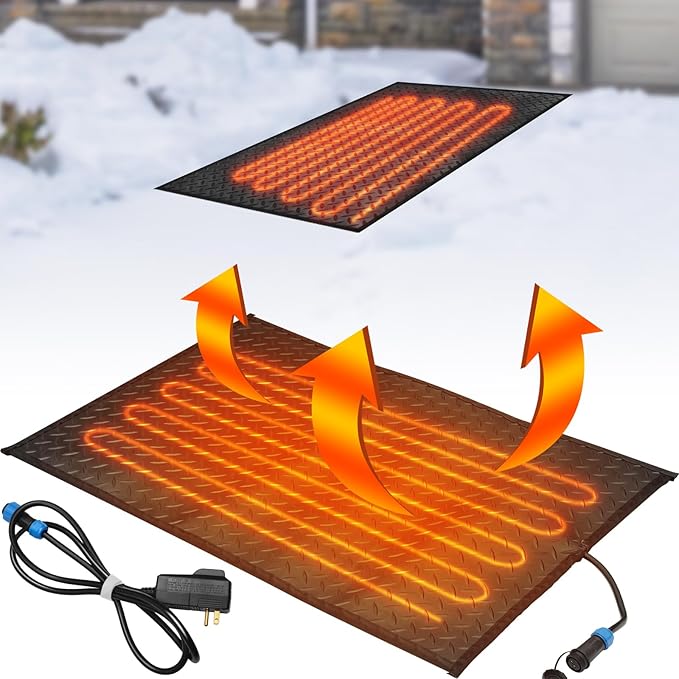 Snow Melting Mats for Roof Valley Walkways 120V Outdoor Electric Heated Melting Snow Ice Removal Staircase Deicing System Black - Изображение 3