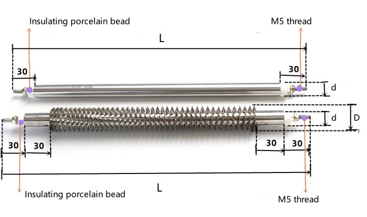 220V Straight-type Oven Heating Element Stainless Steel Dry-burning Fins Painted Housing Electric Drying Machine Heating Tube - Bild 5