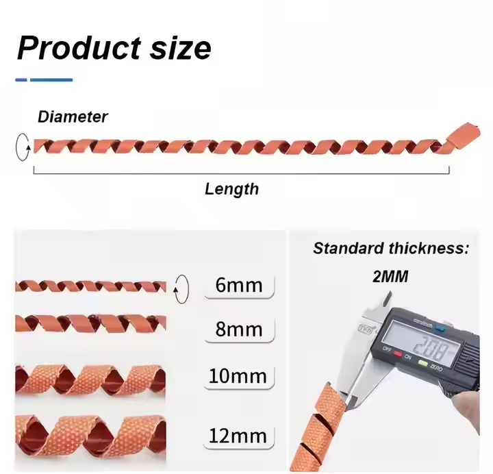 220V Spiral Silicone Heating Tape Pipe Heating Heat Trace Cable Wrap Spiral Heater for Pipe Freeze Protection - Slika 2