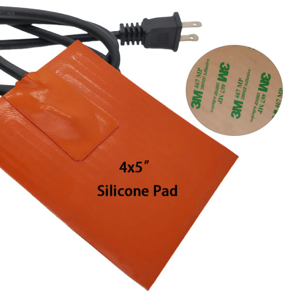 110V 150W 4x5" Self-Adhesive Car Silicone Heating Pad Engine Oil Heater with Thermal Protector for Oil Pan Engine Block