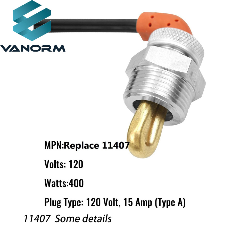 11407 Engine Block Immersion Heater 120V 400W Without Wire 1" NPT Brass Adapter Stainless Steel Motor Core Component Approved - Imagem 3