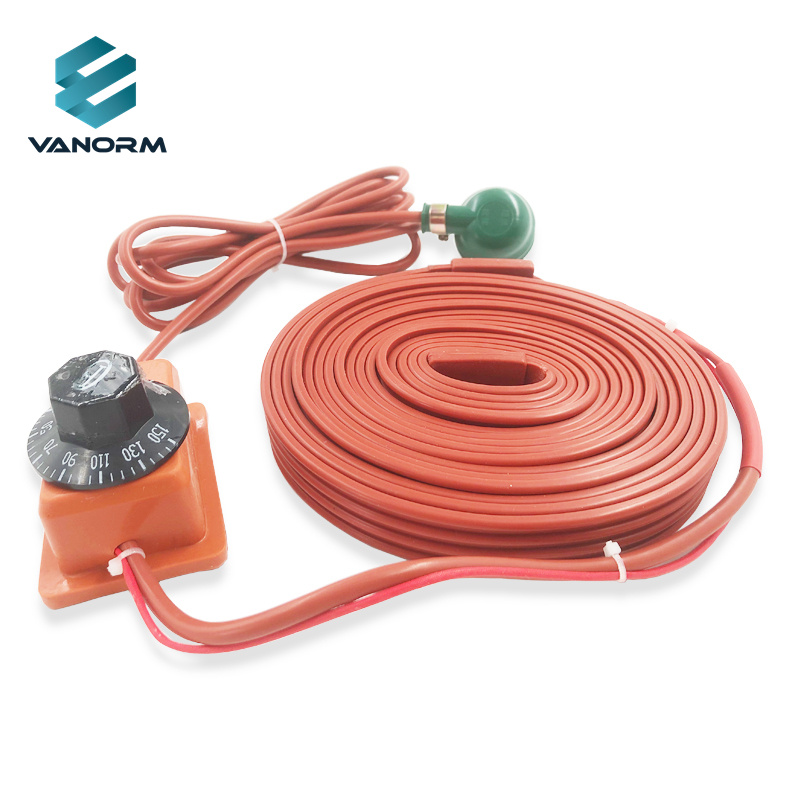 220v 100w Electric Heating element Belt Flexible Silicone Rubber Pipe Heater with Thermostat - Image 5