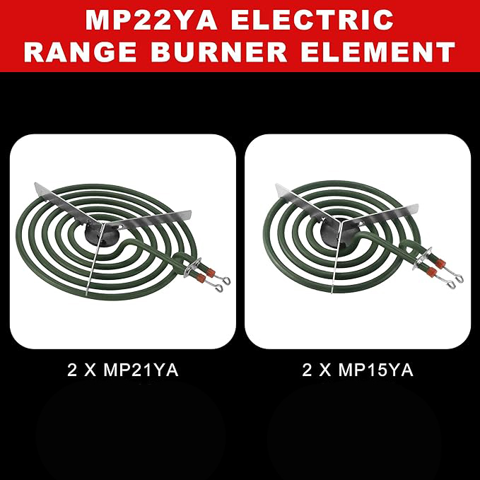 4 Pack MP22YA Stainless Steel Electric Range Burner Element Set 2x 6" MP15YA & 2x 8" MP21YA for Stove Oven 230v Voltage - Image 6