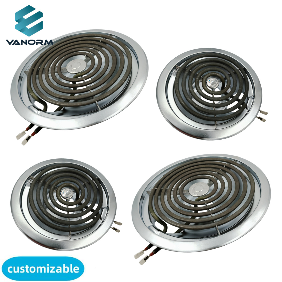 For GE Electric Stove Burners Replacement Element Drip Pans Set Stainless Steel 230v Perfect Fit for Hotpoint Electric Range Sto