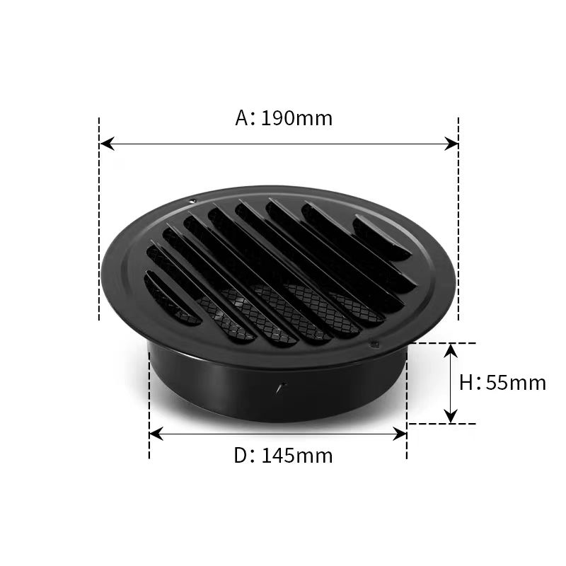 Modern Design Flat Grille Stainless Steel Air Outlet Exterior Wall Rainproof Vent Breathable Cap Exhaust Vent Aluminum Alloy - Pilt 6