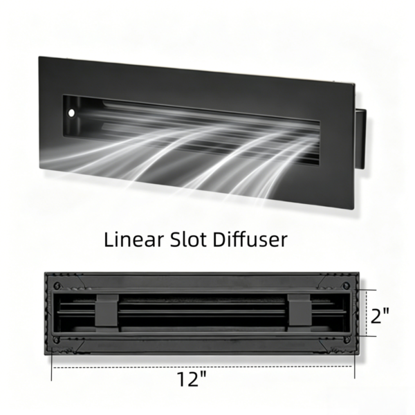 12x2" Linear Slot Diffuser 1 Slot Black Decorative Aluminum Air Vent  Cooling Modern AC Vent Cover for Ceiling, Walls & Floors