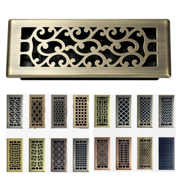 Victorian Stype Adjustable Control Lever Steel Floor Vent Covers Iron Walkable Floor Register for Home Floor Vents