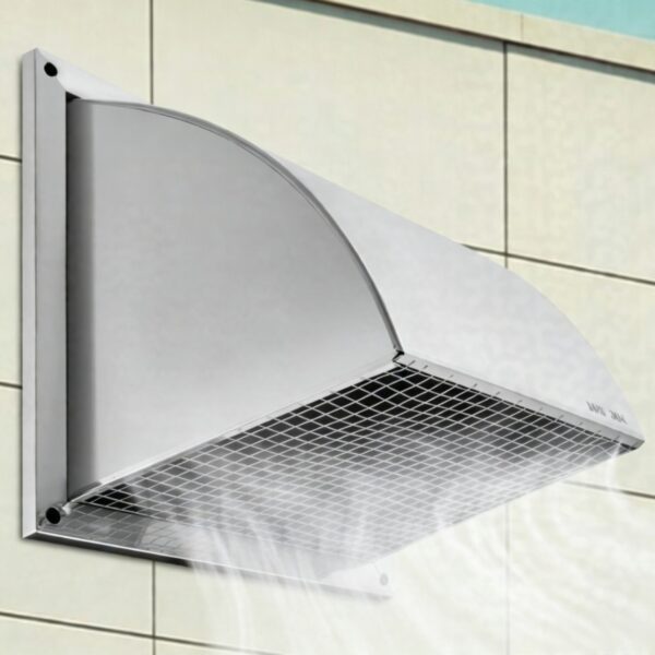 Stainless Steel Square Exterior Wall Vent Cover, Wall Mount Windscreen Grille for Kitchen Range Hood Exhaust Air Outlet