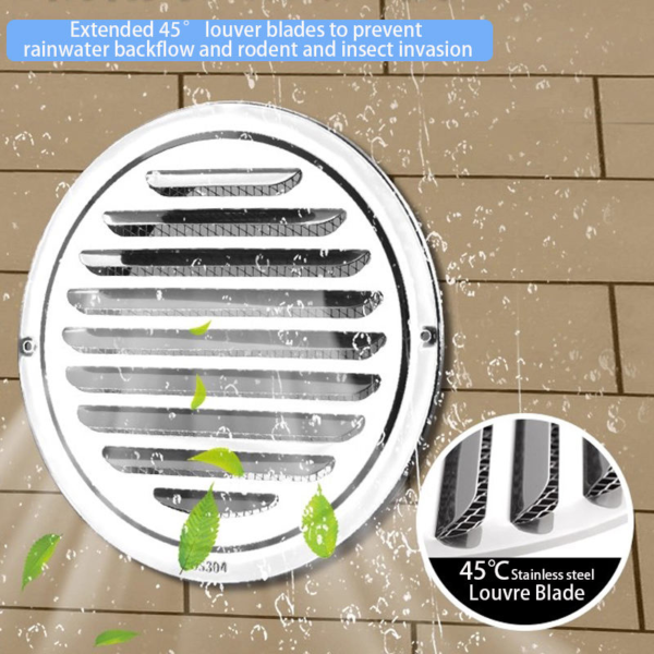 Modern Outdoor Dryer Vent Cover Louver Grille Ducting Stainless Steel Air Outlet Soffit Black Grey Air Conditioning 45 Blade
