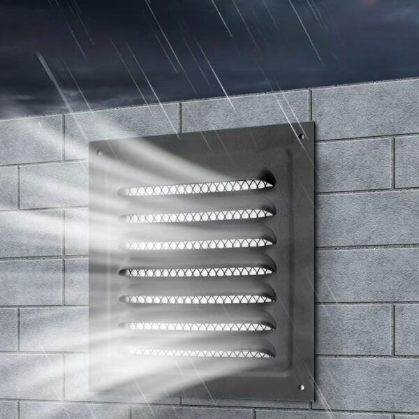 Stainless Steel Black Rainproof Square Louvre Outlet Square Window Exhaust Hood for Office Ventilation Air Conditioning Air Vent