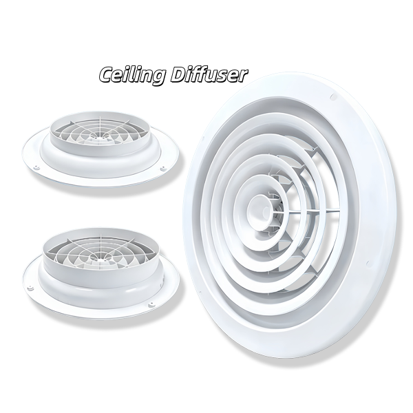 Modern Aluminum Alloy Round Vent Cover Ceiling Diffuser HVAC Vent Duct Replacement with Easy Install Screws