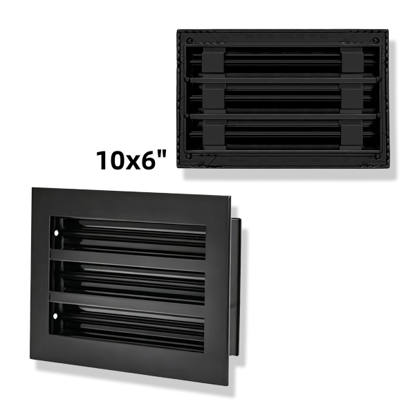 Black 10x6 Inches Air Vent Modern AC Vent Cover Standard Linear Slot Diffuser Register Grille for Ceiling, Walls & Floors