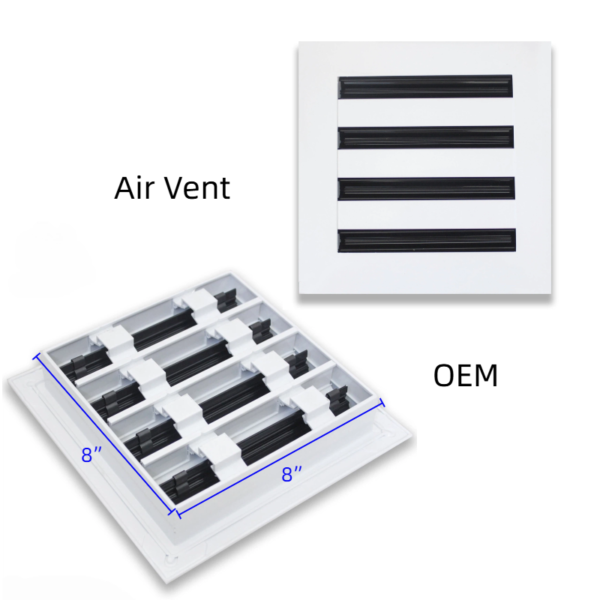8"X8" Modern and Victorian Design Drywall White Air Vent Linear Slot Diffuser Register Grille Square Shape for Ceiling Walls