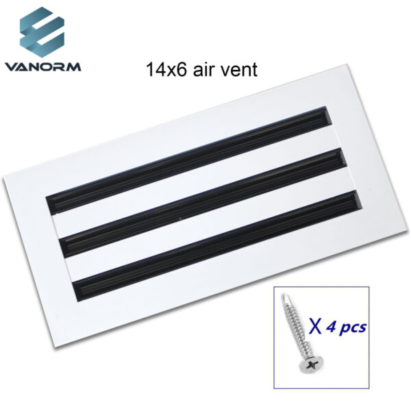 Durable Aluminum Alloy 14*6 Linear Air Vent 3 Slot Modern Square Grille Register Anti Corrosion Vent Cover for HVAC Equipment