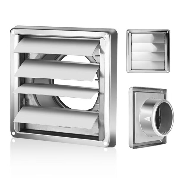 Stainless Steel Movable Vent Cover Square Rainproof Grating Bathroom Exhaust Fan Exterior Wall Air Intake Ventilation Louvers