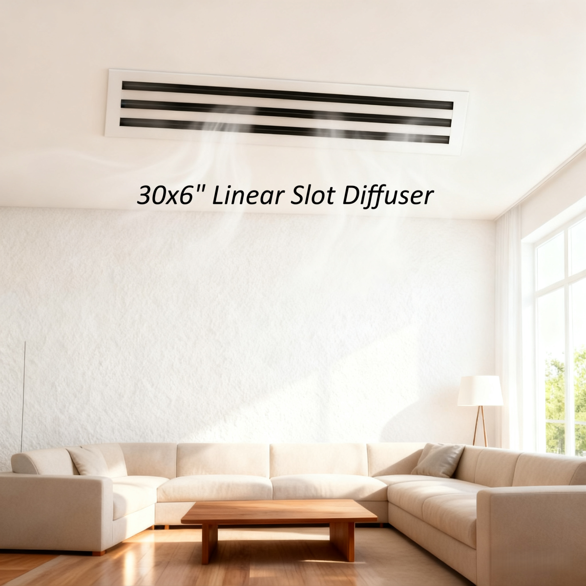 30x6" Modern AC Vent Cover Decorative White Aluminum Air Vent Linear Slot Diffuser Register Grille for Ceiling, Murs & Sols - Image 3