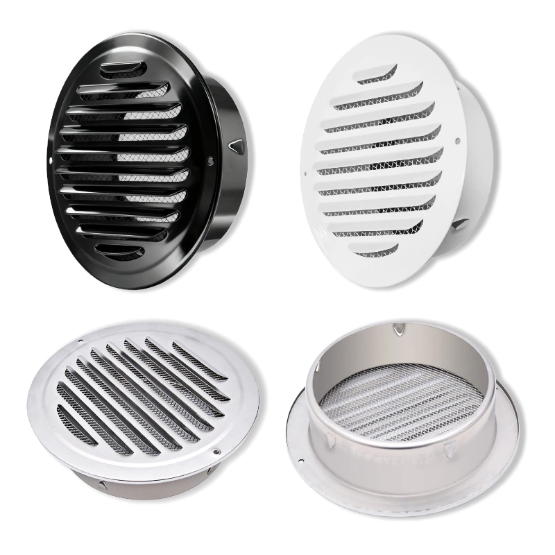 WANROM 100mm SUS 304 Stainless Steel Cowl Exterior Wall Air Conditioning Exhaust Ventilation Cap Range Hood Mesh Cover 1/2 Bar - Image 2