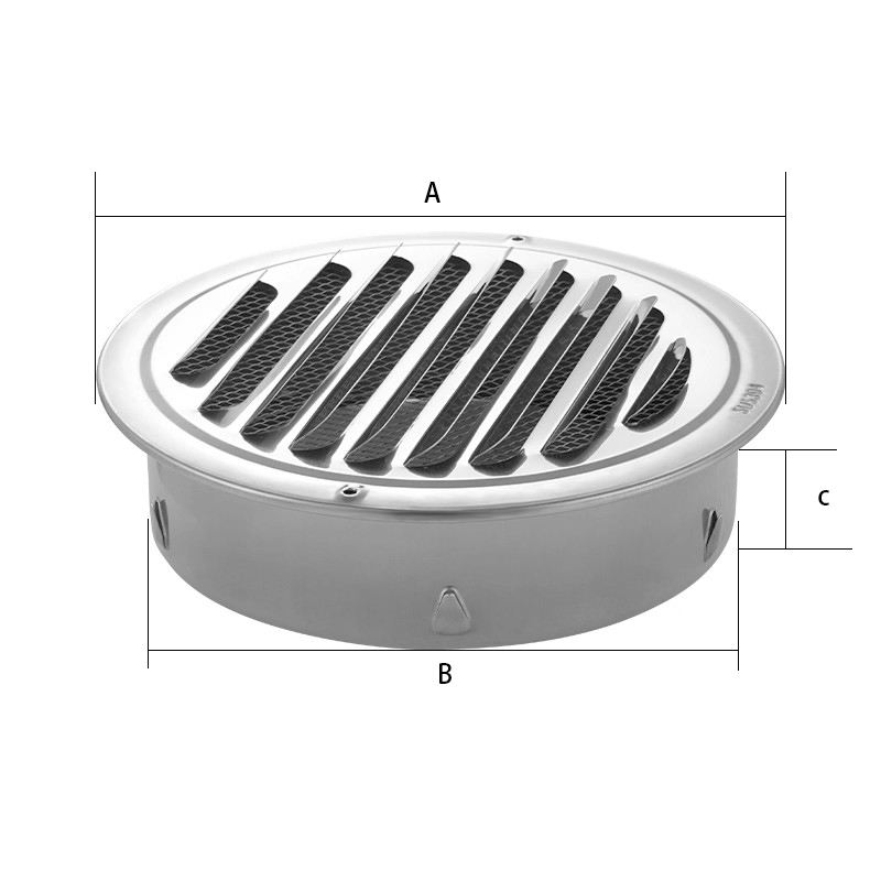 WANROM 100mm SUS 304 Stainless Steel Cowl Exterior Wall Air Conditioning Exhaust Ventilation Cap Range Hood Mesh Cover 1/2 Bar - Image 4