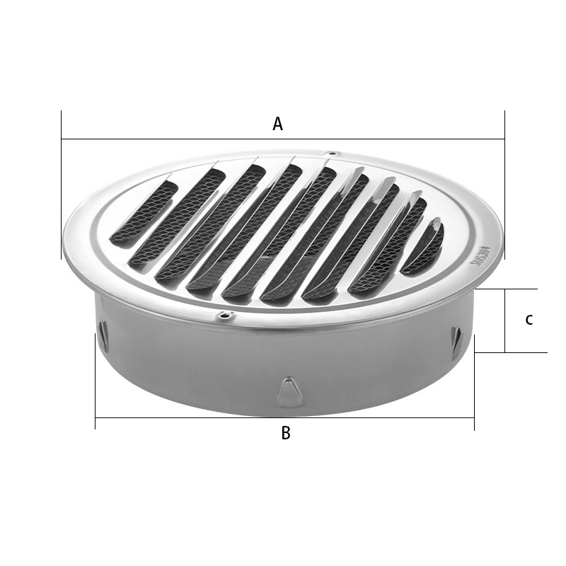 100mm SUS 304 Stainless Steel Cowl Exterior Wall Air Conditioning Exhaust Ventilation Cap Range Hood Mesh Cover Modern Design - Image 4