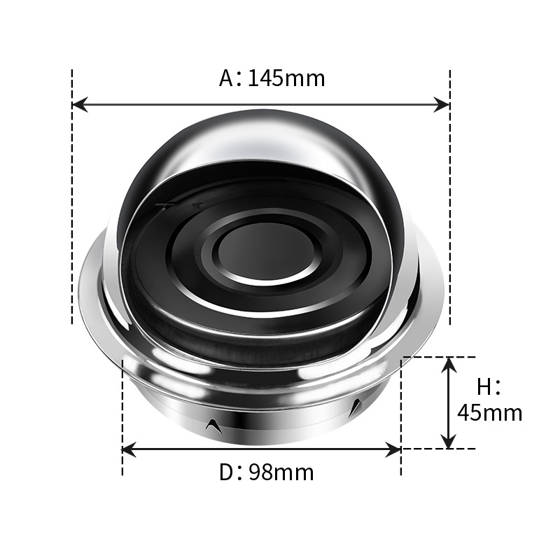 Modern Design Black Dryer Vent Cover Outside 4 Inch Stainless Steel Round Dryer Vent Auto-Open Wall Vent for BathRoom Office - Kép 3