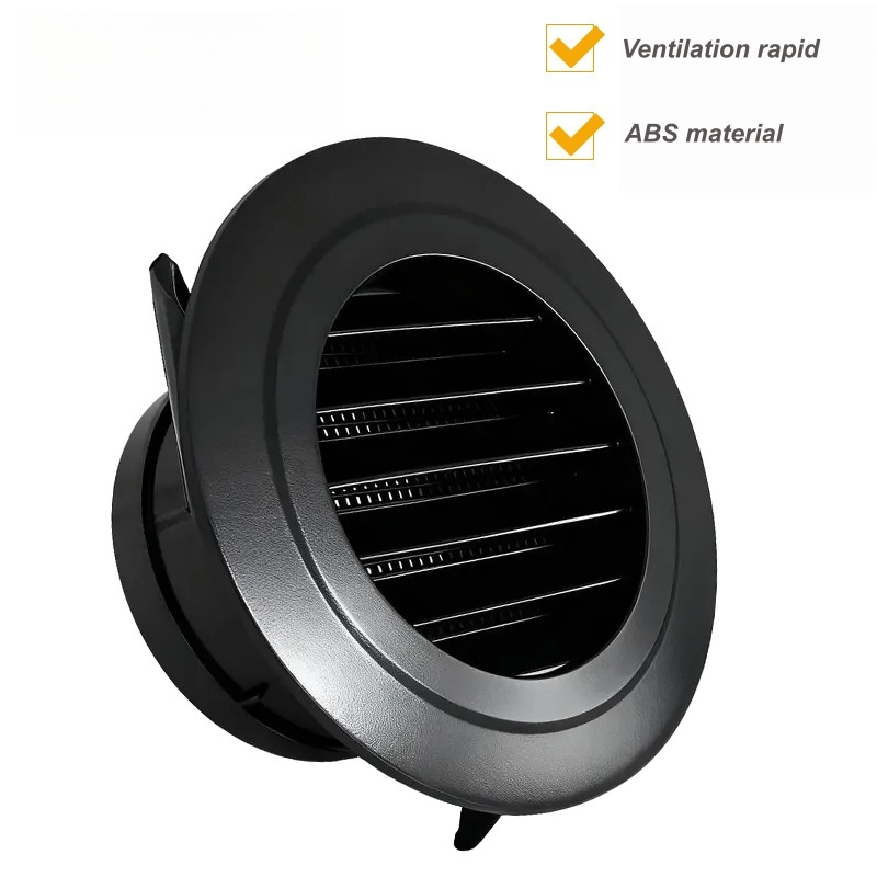 ABS Black Round Vent Cover Plastic Vents Exhaust Bathroom Vent Cover with Built-in Fly Screen Mesh Air Vent for Bathroom Office - Image 2