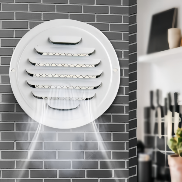 ระบายอากาศ 4 Inches White Round Stainless Steel Indoor Ventilation Vent with Insect Repellent Net for Duct Hose Connection