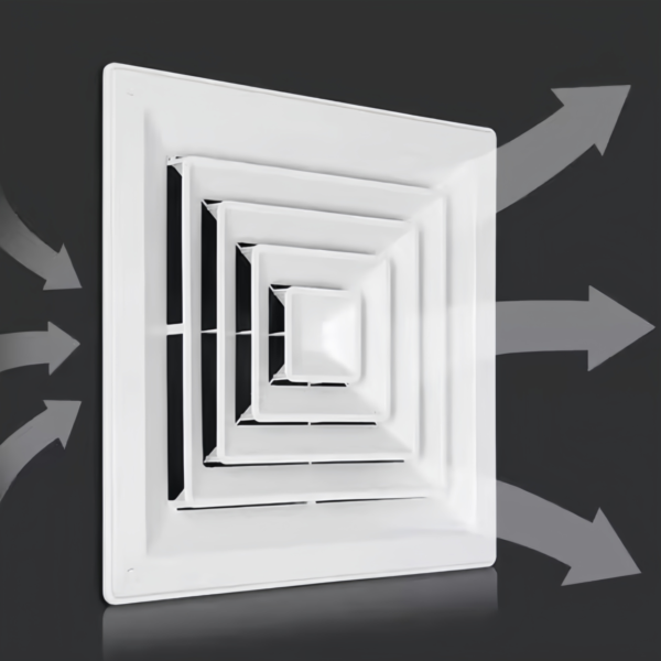 Square Air Vent Cover 10 X 10" Air Return Grille Sidewall or Ceiling Air Diffuser with Square-to-Round Adapter for Home Bathroom