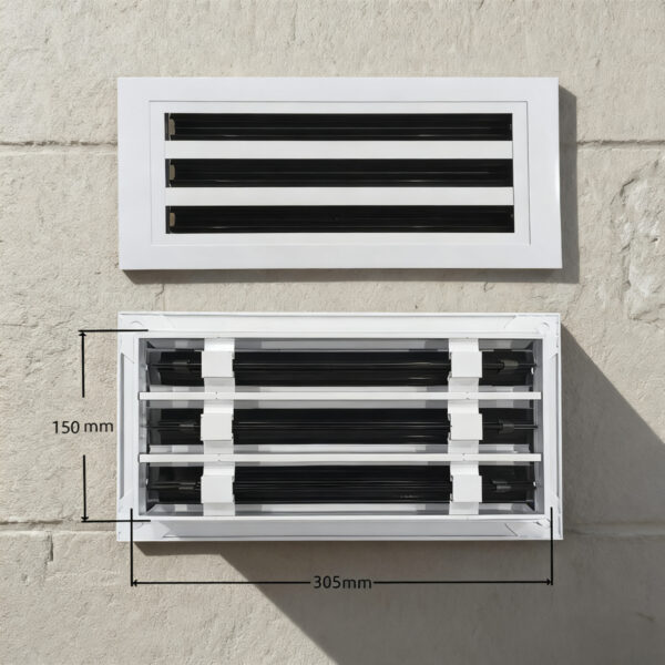 Modern 12''X6'' HVAC Linear Air Vent 3 Slots Register Grille Aluminum Alloy Square Shape for Office Square Floor HVAC Systems