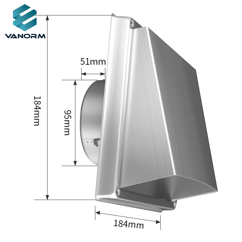 ステンレス鋼 304 Movable square Exhaust Vent Exterior Rain Cap Ventilation Grille Louver Ventilation Cap Air Vent - 画像 3