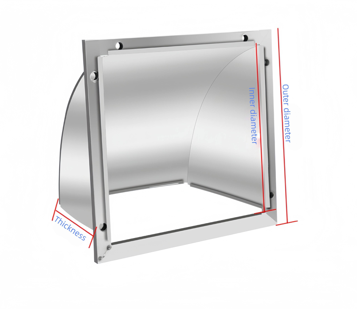 Stainless Steel External Wall Hood, Kitchen Exhaust Fan Square Exhaust Hood Wind Cap Large Air Outlet With Dust Screen - Image 5