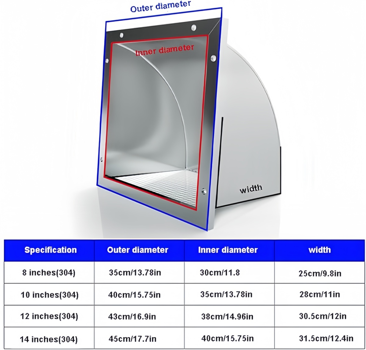 Wall-Mountable Square Vent Stainless Steel Exterior Wall Windscreen Kitchen Vent Hood Range Hood Air Outlet Exhaust Rain Cover - Imagen 3