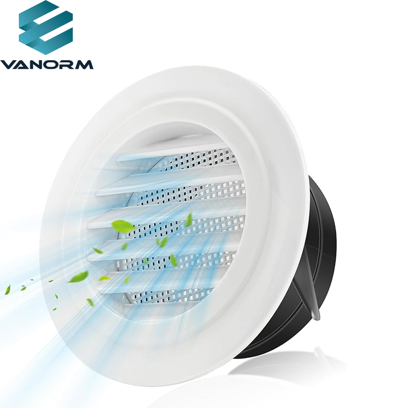 Couvercle de ventilation rond avec maille d'écran intégrée, Évent ABS pour ventilateur d'extraction, Conduits CVC, Salle de bain, Cuisine, Utilisation du garage, 100mm, Blanc