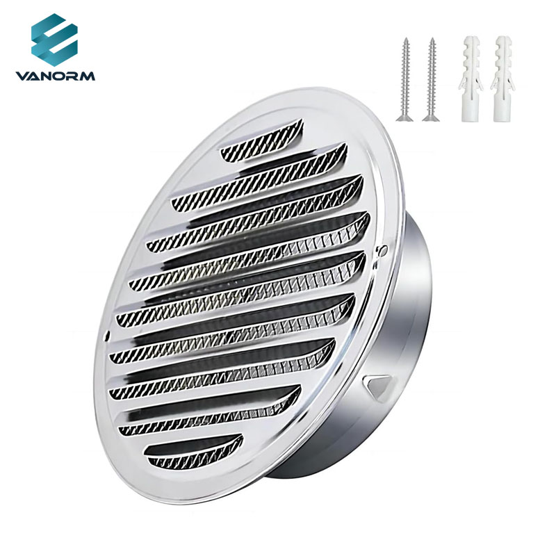 304 Stainless Steel Round Extractor Fan Vent Cover Grille Louvre, with Insect Mesh, Air Vent Grille Cover for Kitchen Bathroom
