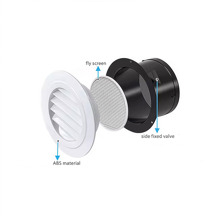 Modern 100mm White ABS Plastic Vent Exhaust Fan Cover with Built-in Screen Mesh for HVAC Ducting for Bathroom Kitchen Garage - Billede 3