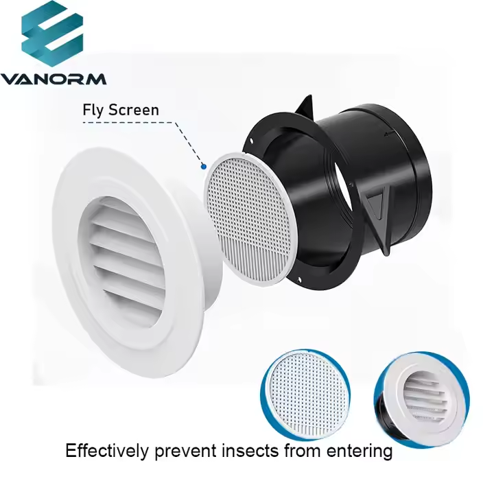 Modern 100mm White ABS Plastic Vent Exhaust Fan Cover with Built-in Screen Mesh for HVAC Ducting for Bathroom Kitchen Garage - Billede 5
