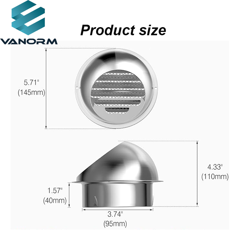 Modern Design Stainless Steel Wall Vent Cover Exhaust Vent with Screen Mesh Soffit Vents for Outdoor Ventilation System - Bild 2