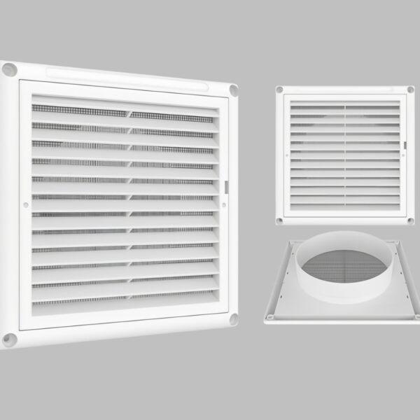 Modern Sleek ABS Air Vent Hood Outlet Cover Square Plastic Pipe Rainproof Grille for Office and Bathroom with Sleek Design