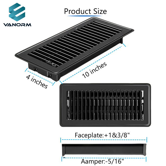 4x10 Modern Style Heavy Duty Floor Wall Ceiling Registers & Grilles Rust-Proof Vents Covers for Home Use - Изображение 2