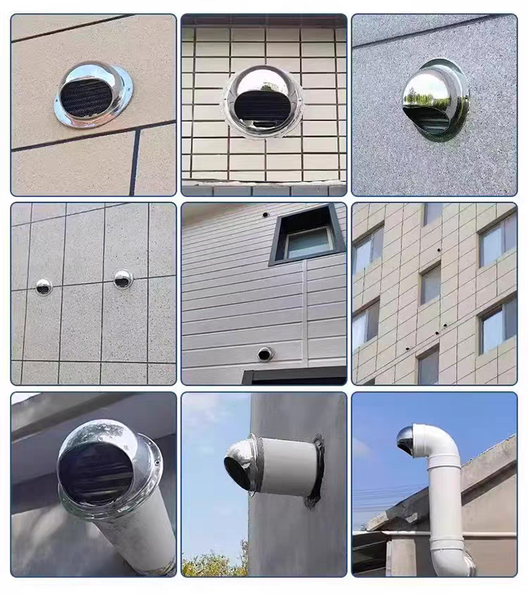 Stainless Steel Hood Range Hood Exterior Wind Shield Fresh Air Outlet Exhaust Pipe Cover Ventilation Bird-proof Rainproof Cap - Bild 6