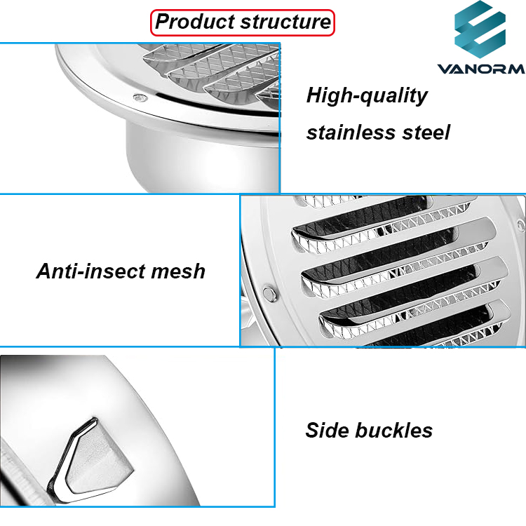 4 Inch Stainless Steel Air Outlet Vents Round Soffit Vents Dryer Vent Cover Louver Grille Cover Ducting Air Ventilation - Bild 2