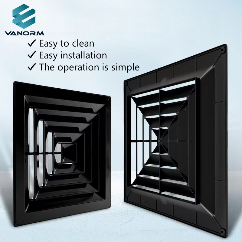 Black ABS Diffuser with square air Outlets for Central air Conditioning Four-sided air Discharge with Anti-condensation Function - Bild 3