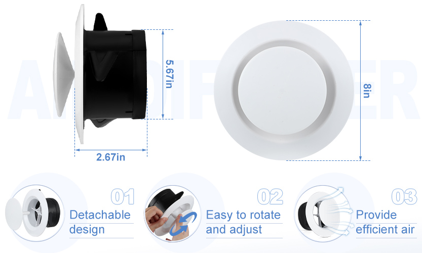 ABS Ceiling Vent Covers for Living Room Attic Bathroom Kitchen Modern Design Adjustable Soffit Vent for Office Ventilation Use - ภาพ 3