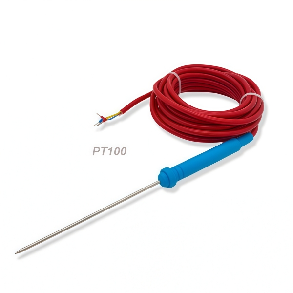 ODM 3*120mm PT100 Thermocouple Sharp Tip Silicone Rubber Thermocouple Handle Temperature Sensor for Food Temperature Measurement
