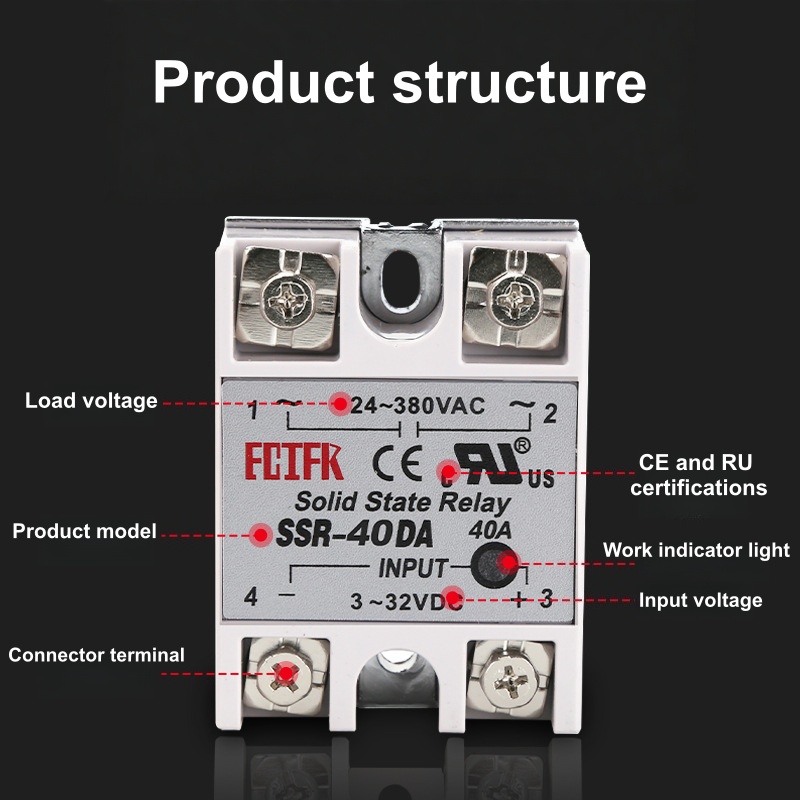 Single-phase 12v 24v 220v Solid-state Relay DC to AC 10DA 25DA 40DA 50DA 75DA 100DA 3 Phase Solid State Relay SSR - Image 3